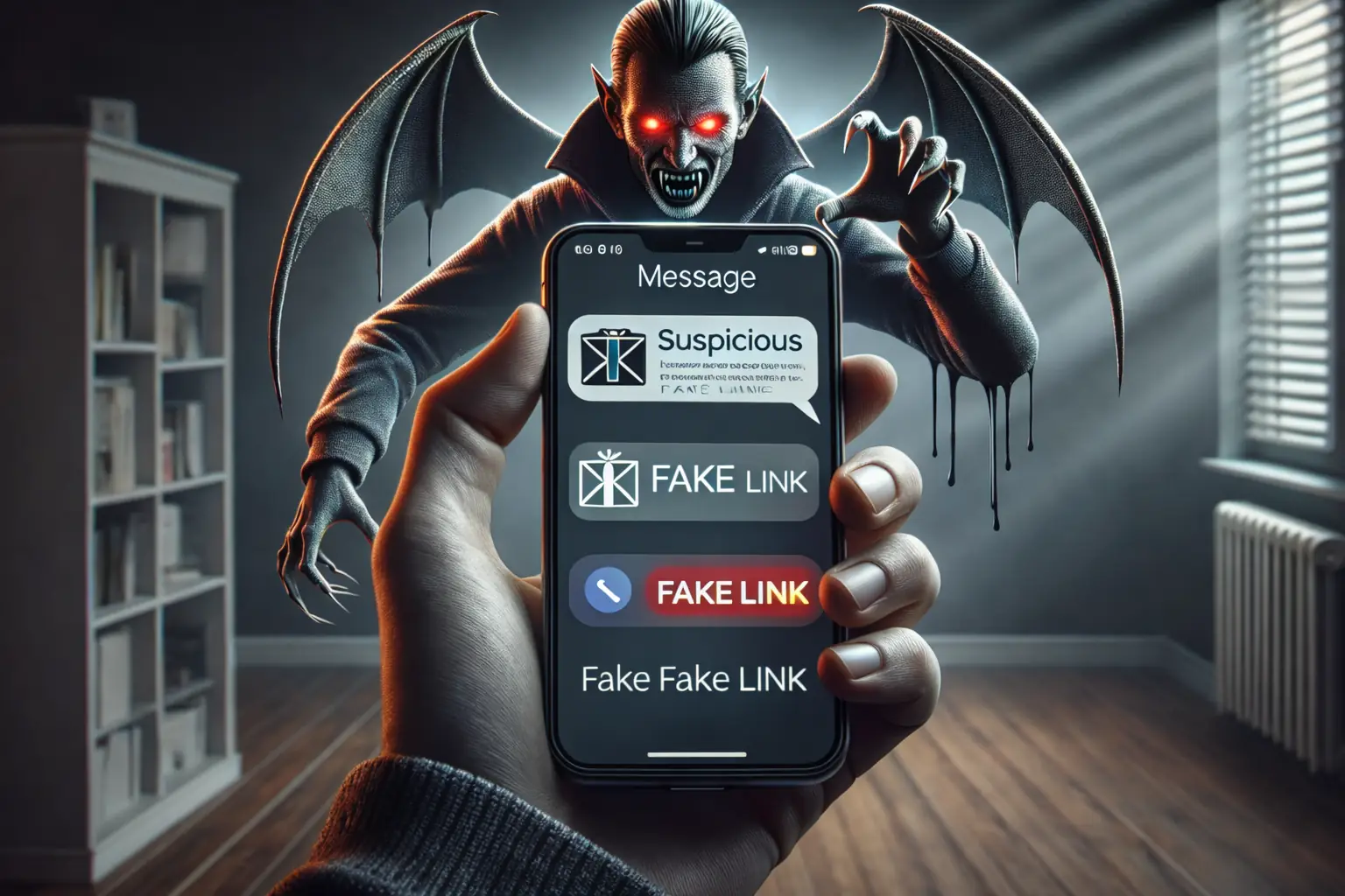 smartphone affichant un message frauduleux de livraison