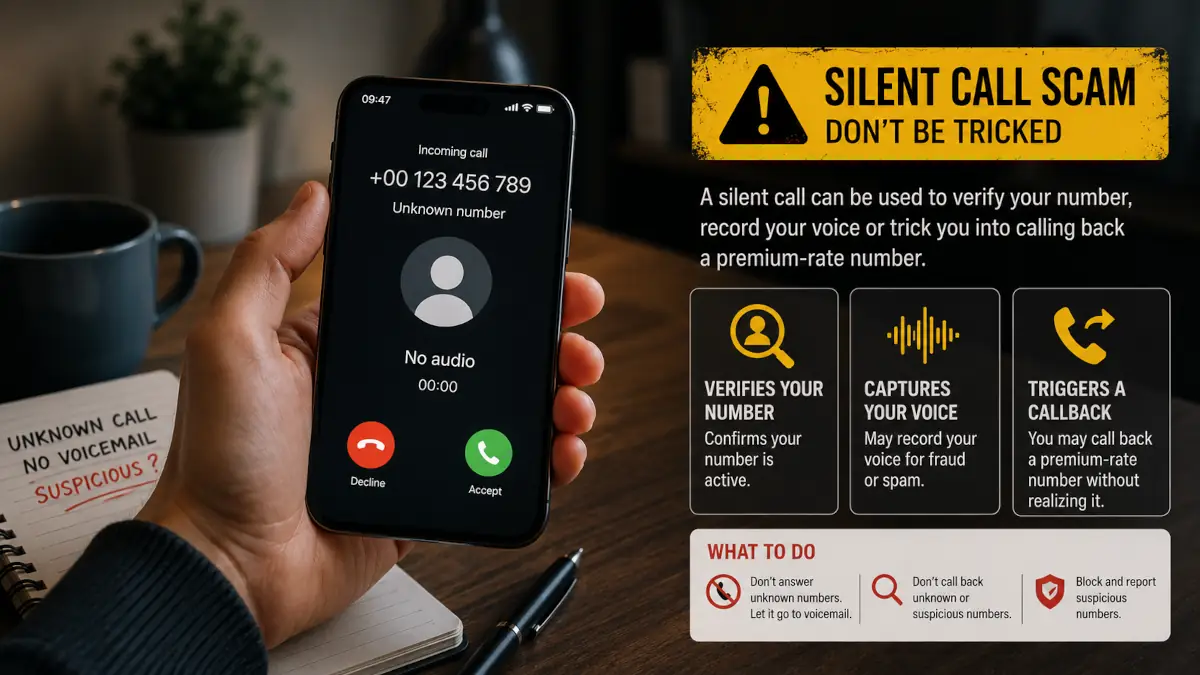 appel silencieux suspect reçu sur téléphone