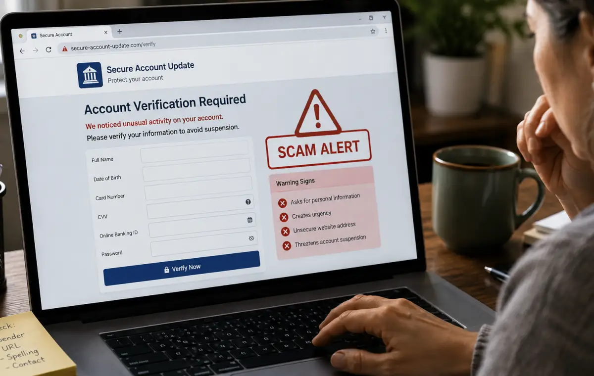 Formulaire frauduleux imitant un espace officiel et demandant des informations sensibles