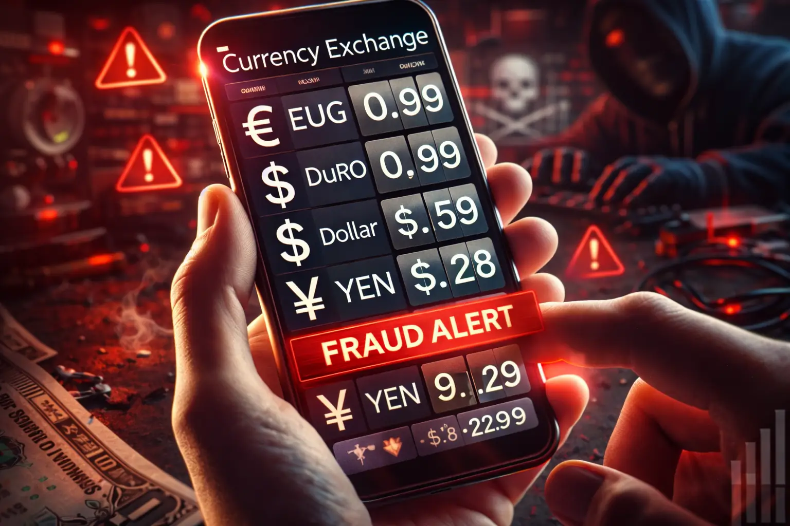 application mobile de change affichant une conversion douteuse