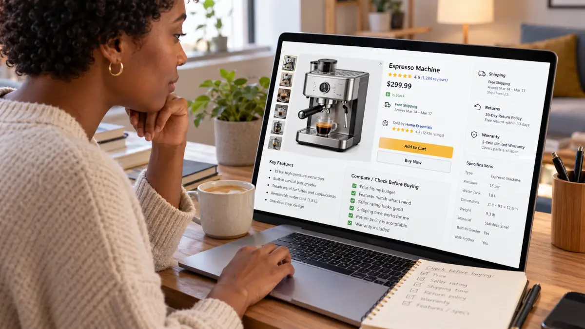 Vérification d’une fiche produit avant un achat en ligne