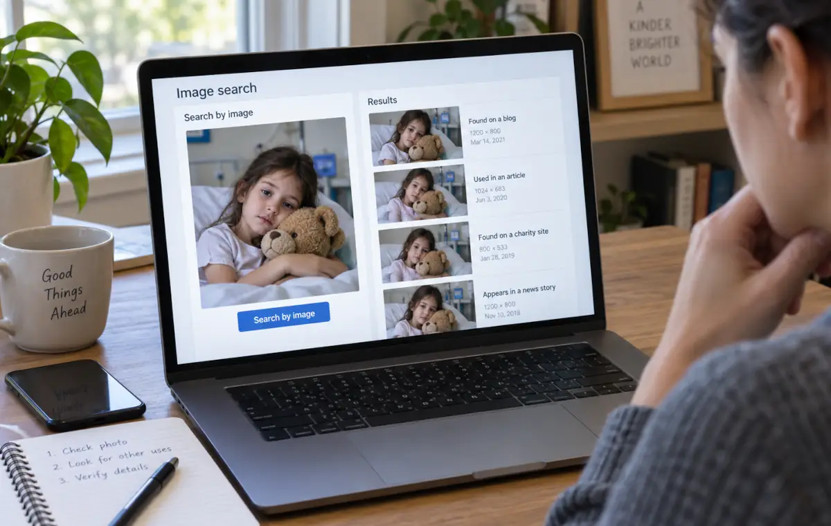 Une recherche d’image utilisée pour vérifier une photo de cagnotte
