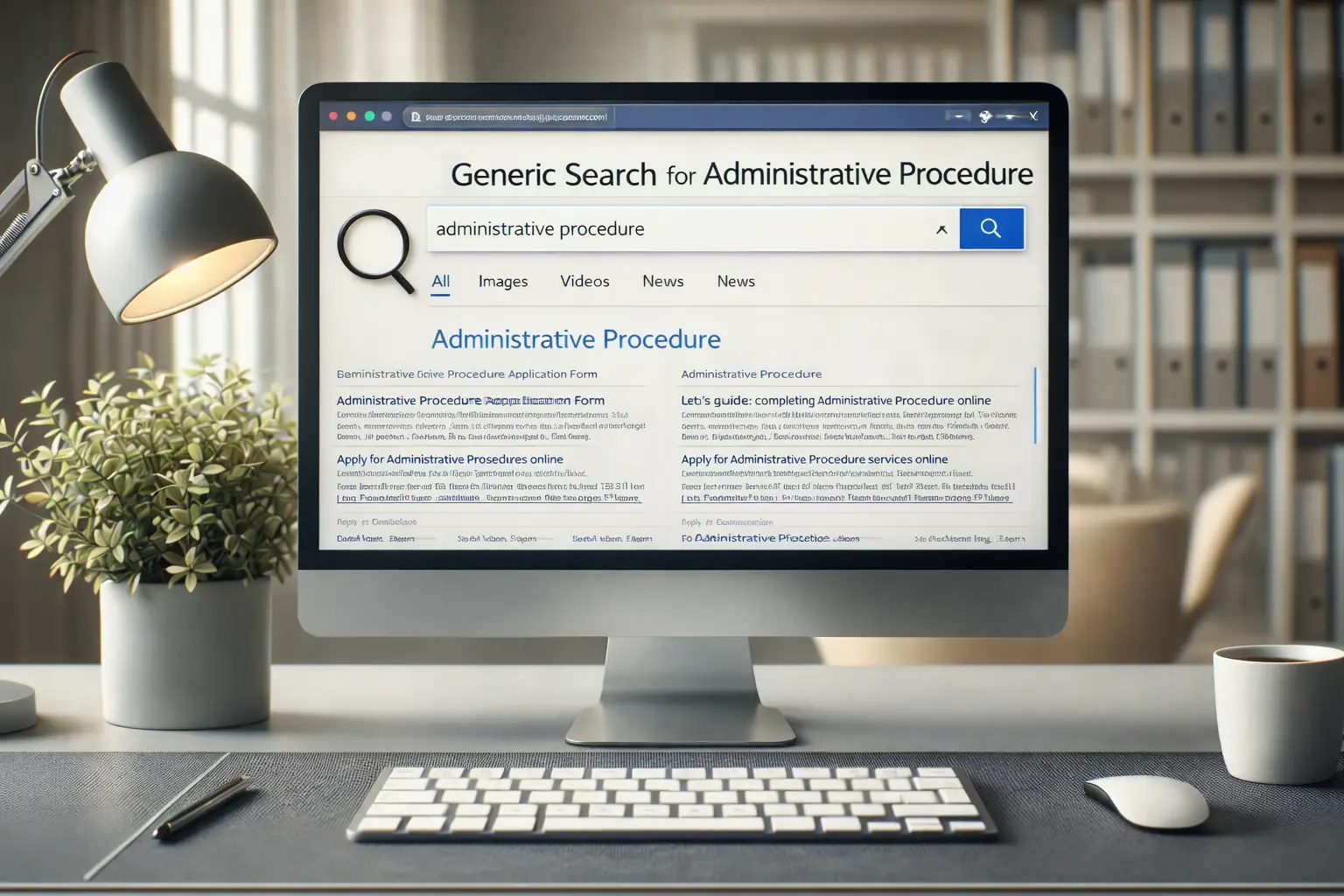 Suchergebnisse für eine Verwaltungsanfrage auf einem Computerbildschirm