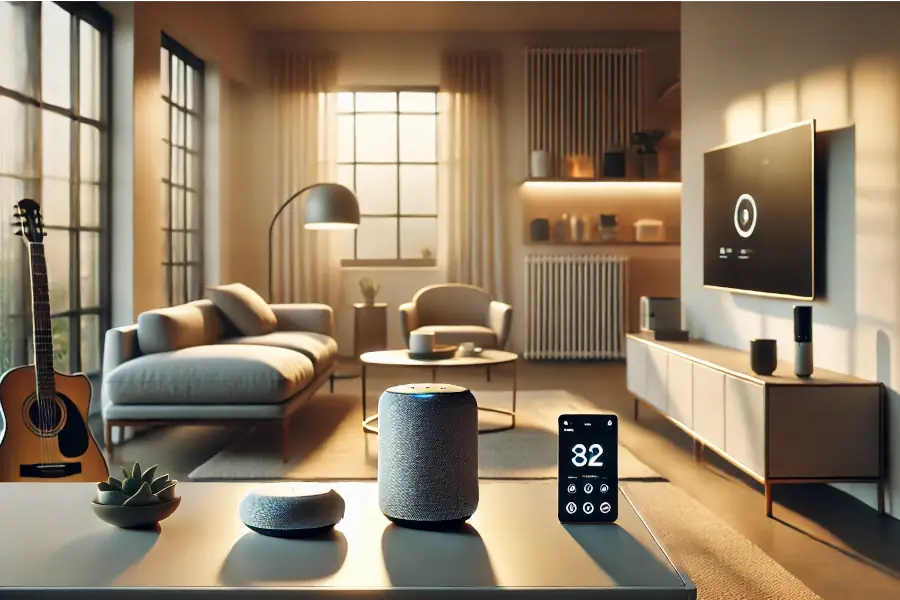 Objets connectés dans un salon moderne