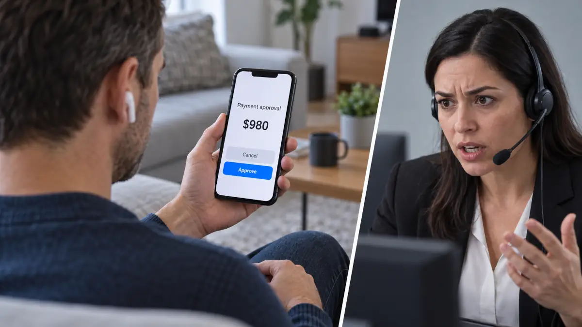 Appel téléphonique urgent demandant une validation bancaire sur smartphone