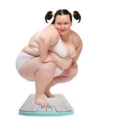 Femme obese sur balance